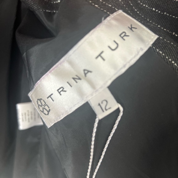 NEW Trina Turk Dark Gray Pinstripe 2-Button Single Breasted Blazer Classic Sz 12 - Picture 7 of 9
